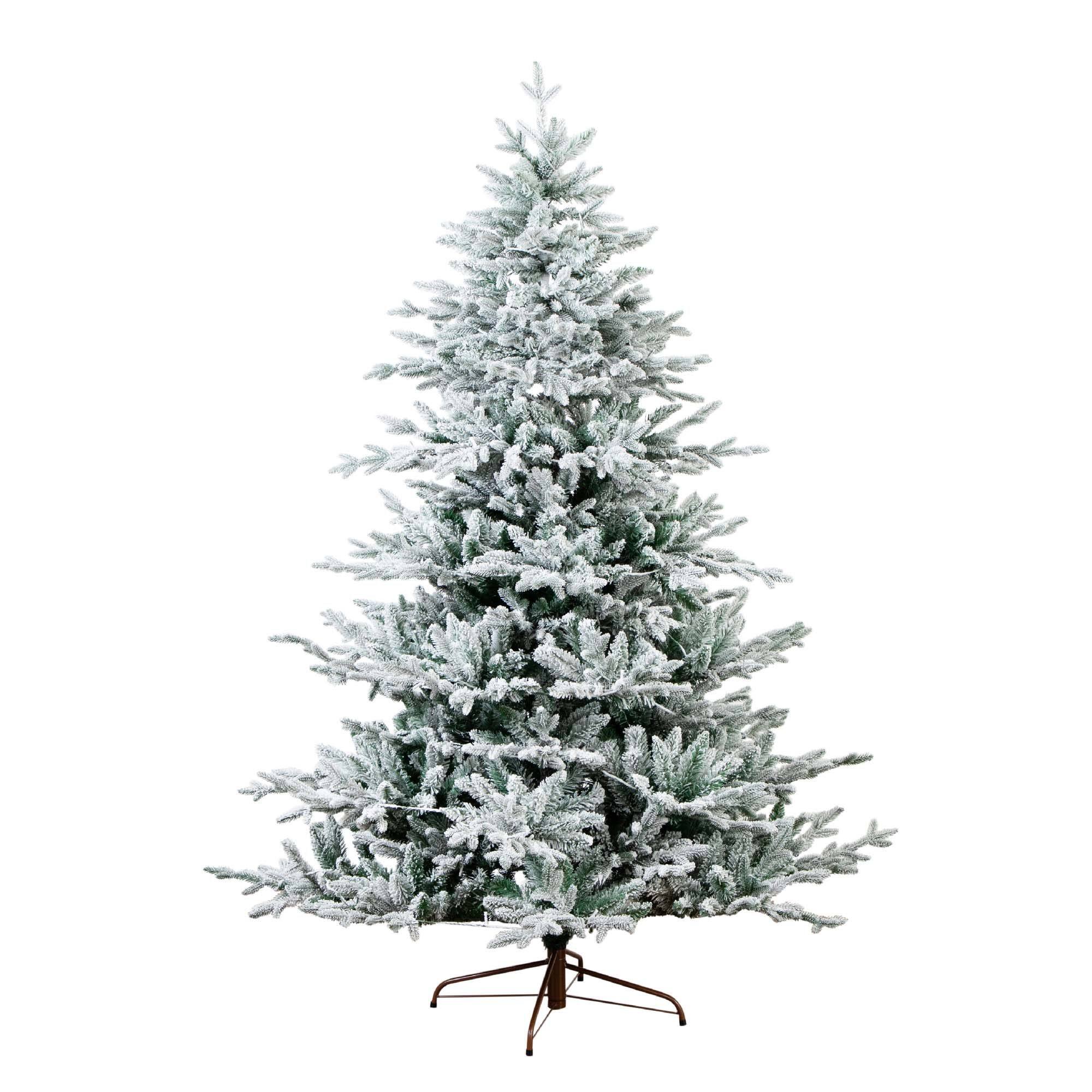 7ft. Pre-Lit Flocked Fir Artificial Christmas Tree, Warm White LED Lights